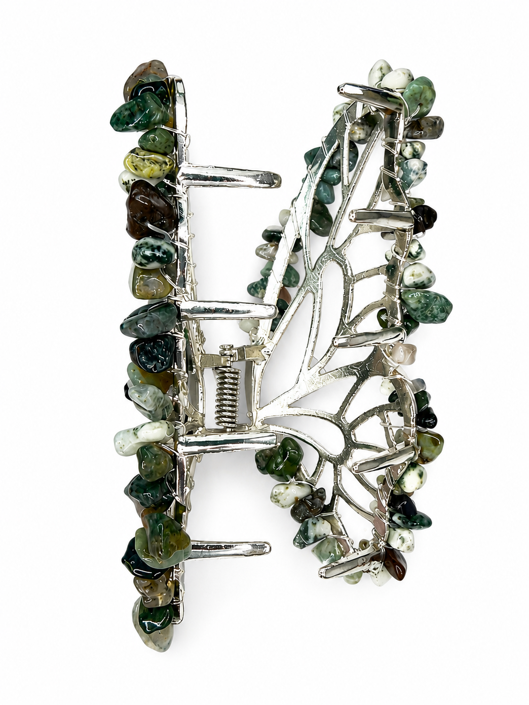 Hand Made Moss Agate Hair Clip