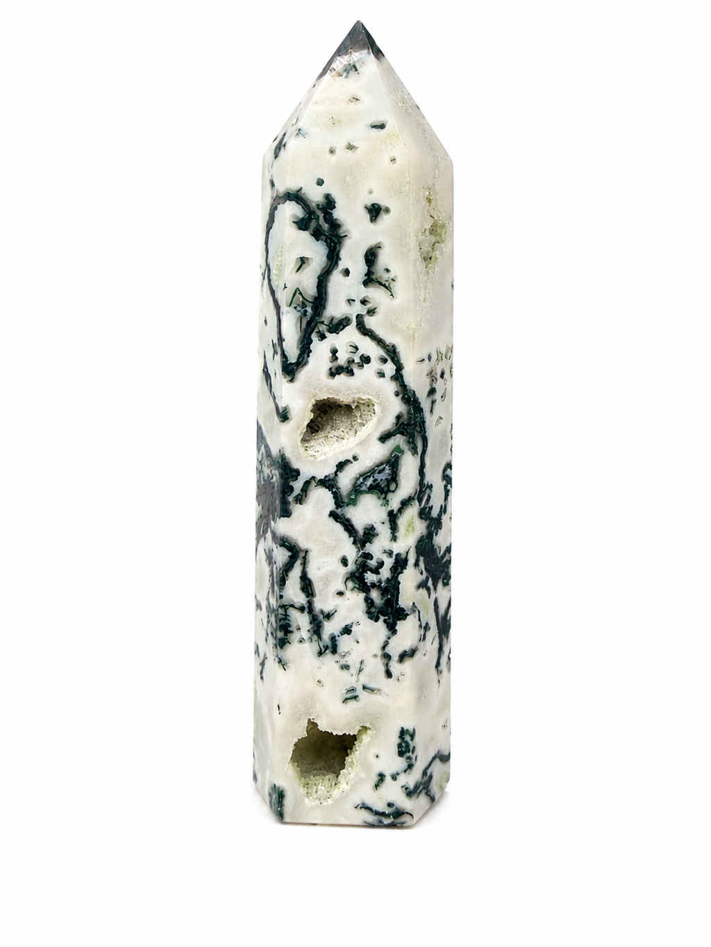 Druzy Moss Agate Tower