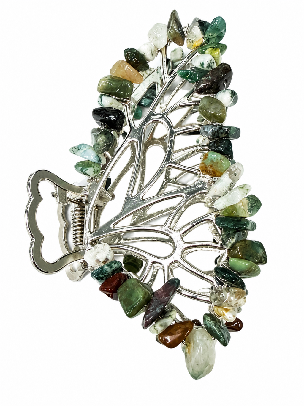 Hand Made Moss Agate Hair Clip