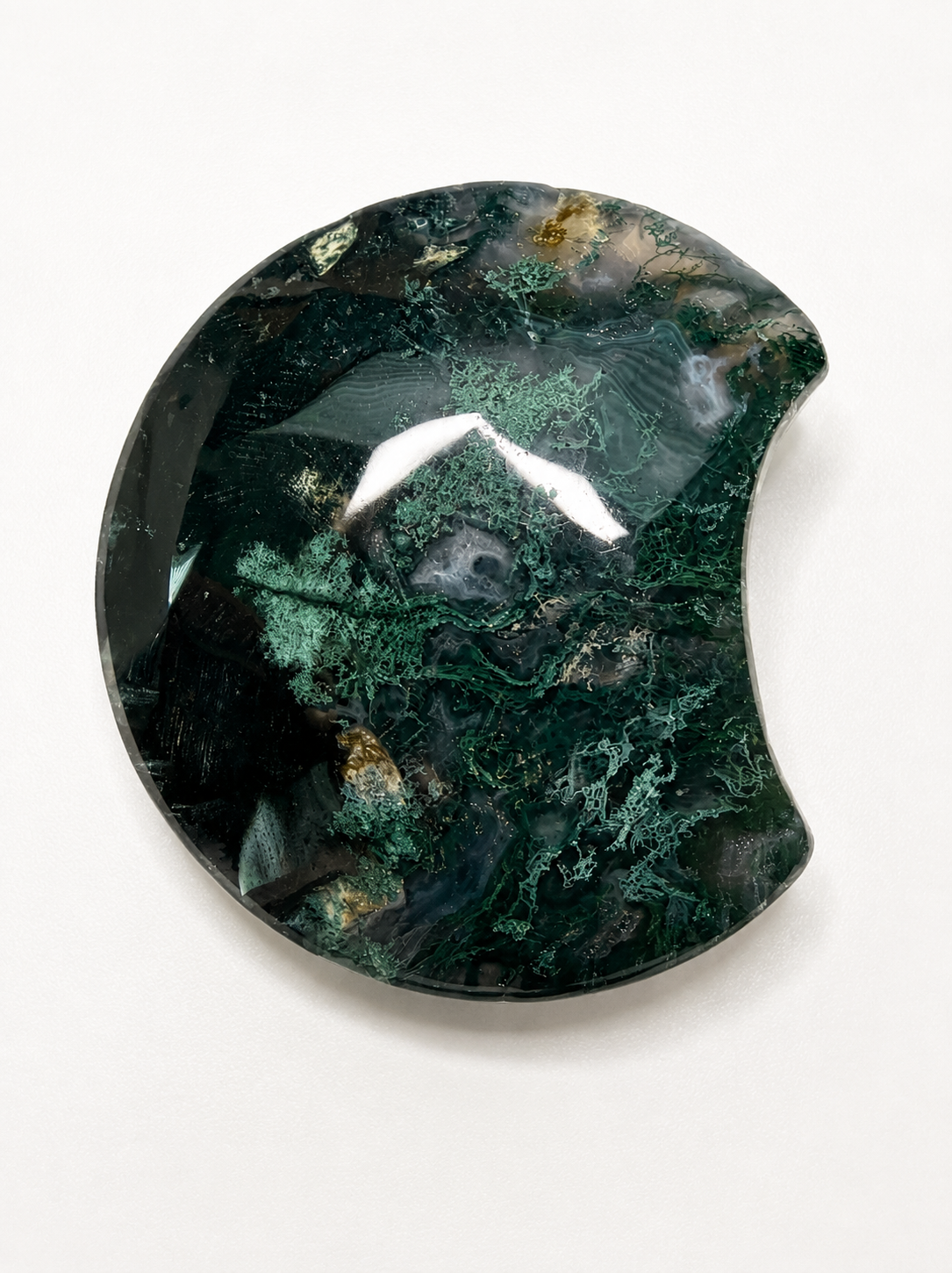 Moss Agate Crescent Moon