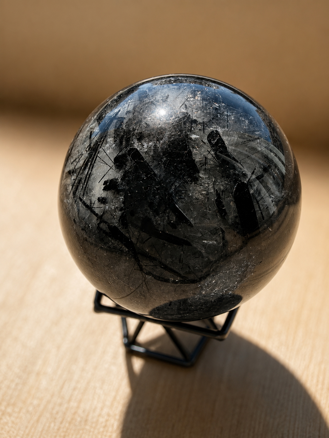 Black Tourmalinated Quartz Sphere