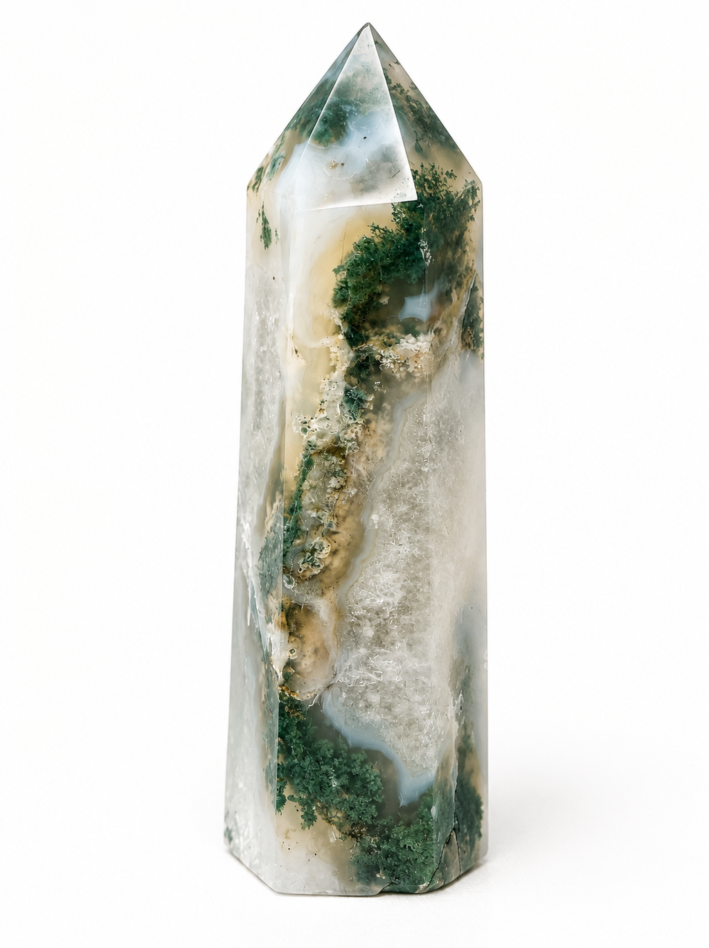 Moss Agate Druzy Tower 85mm