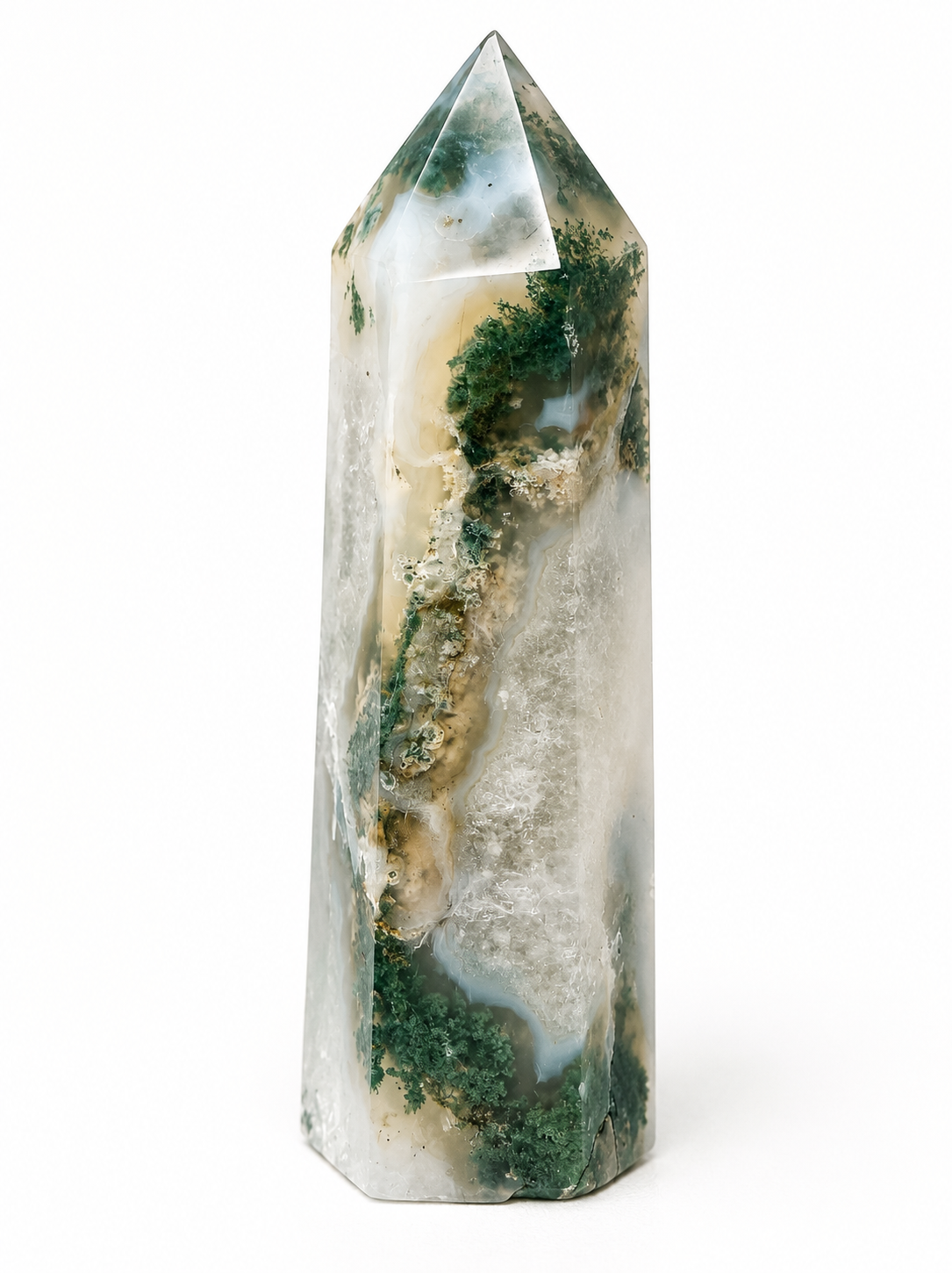 Moss Agate Druzy Tower 85mm
