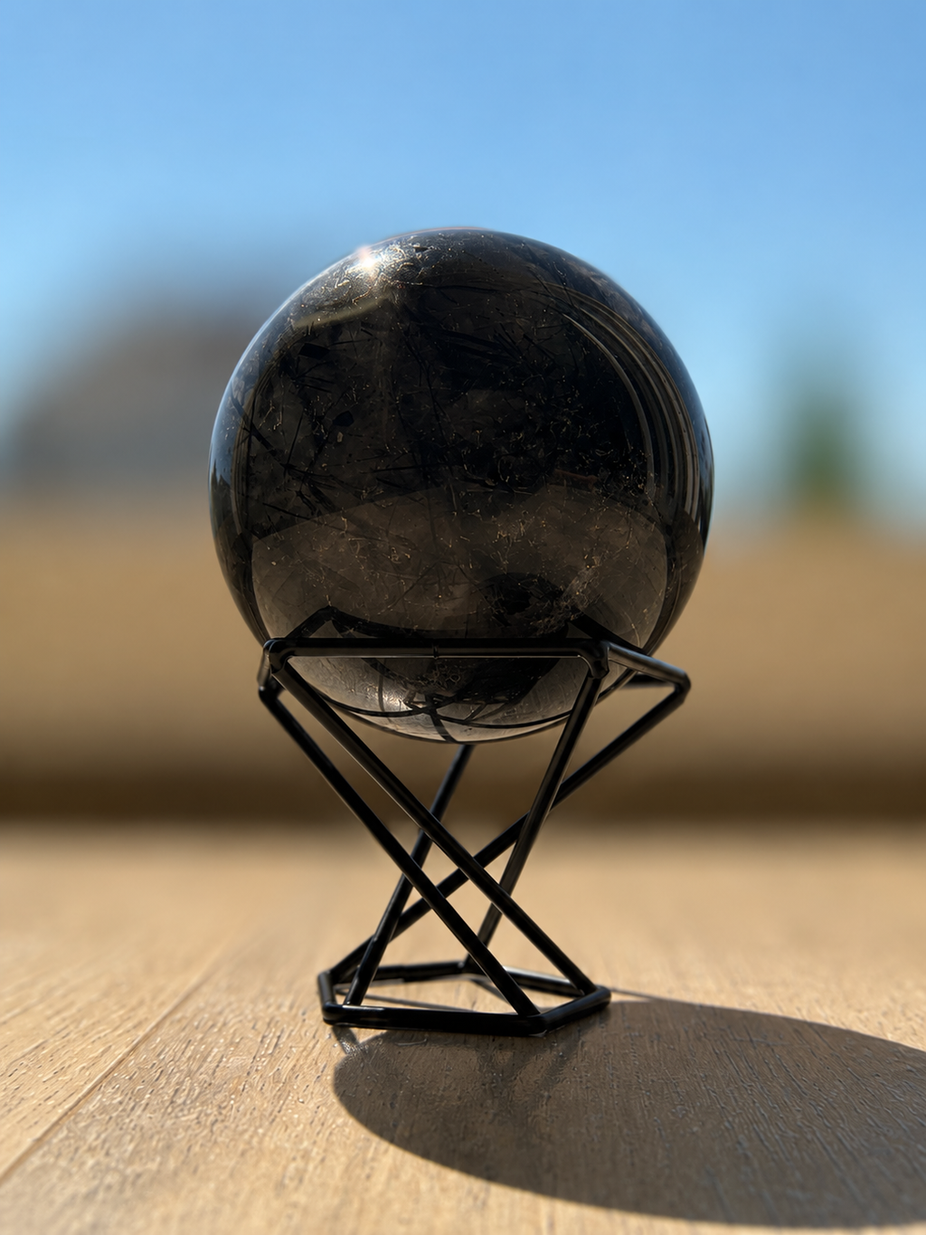 Black Tourmalinated Quartz Sphere