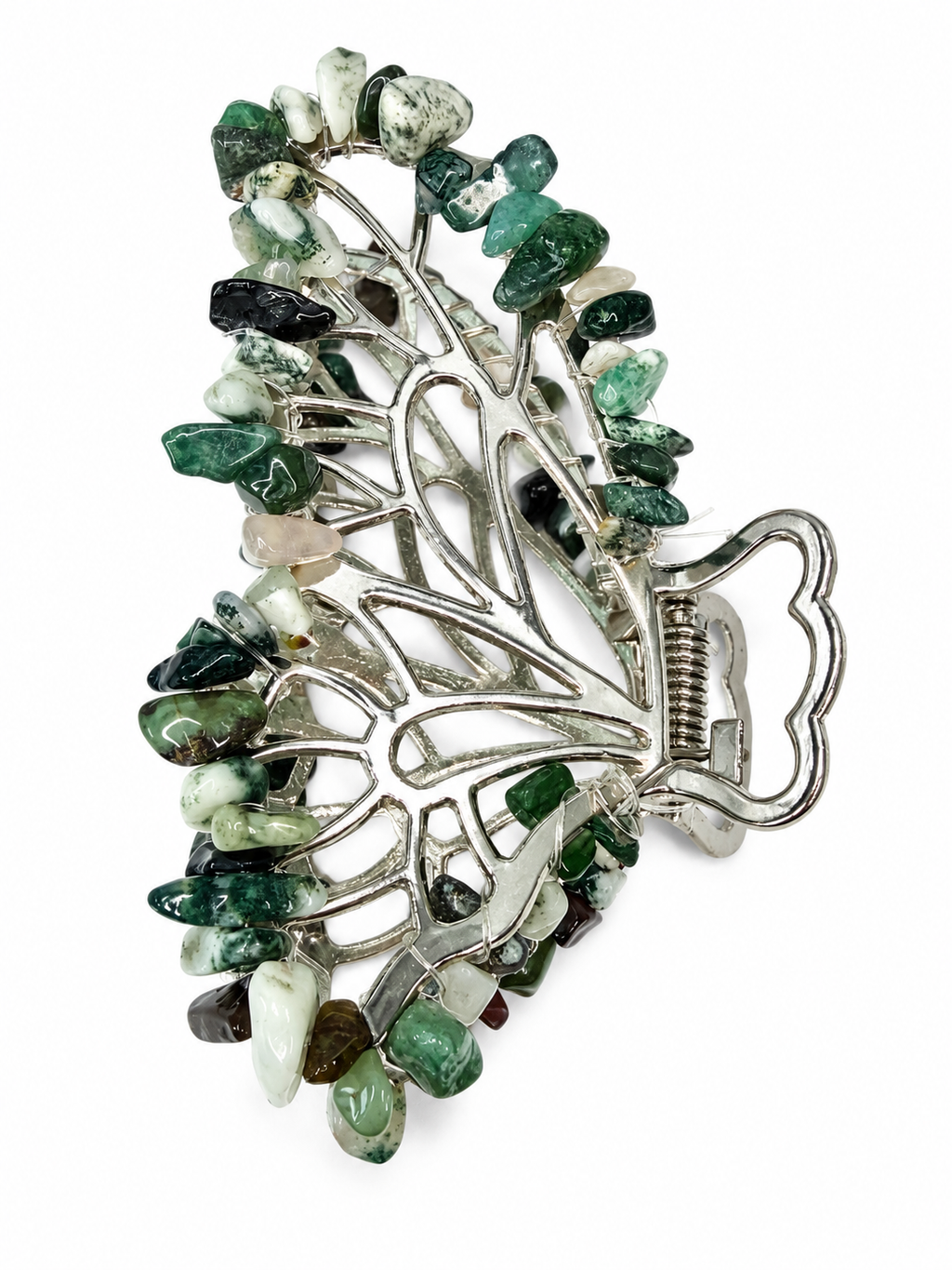 Hand Made Moss Agate Hair Clip