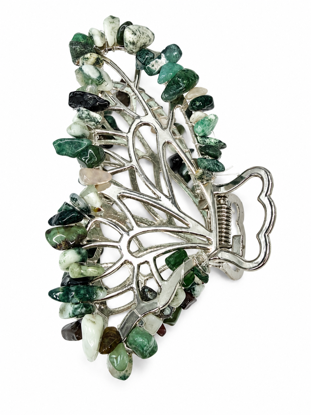 Hand Made Moss Agate Hair Clip