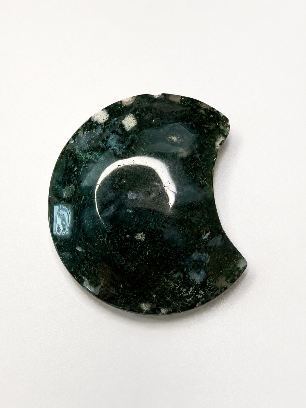 Moss Agate Crescent Moon