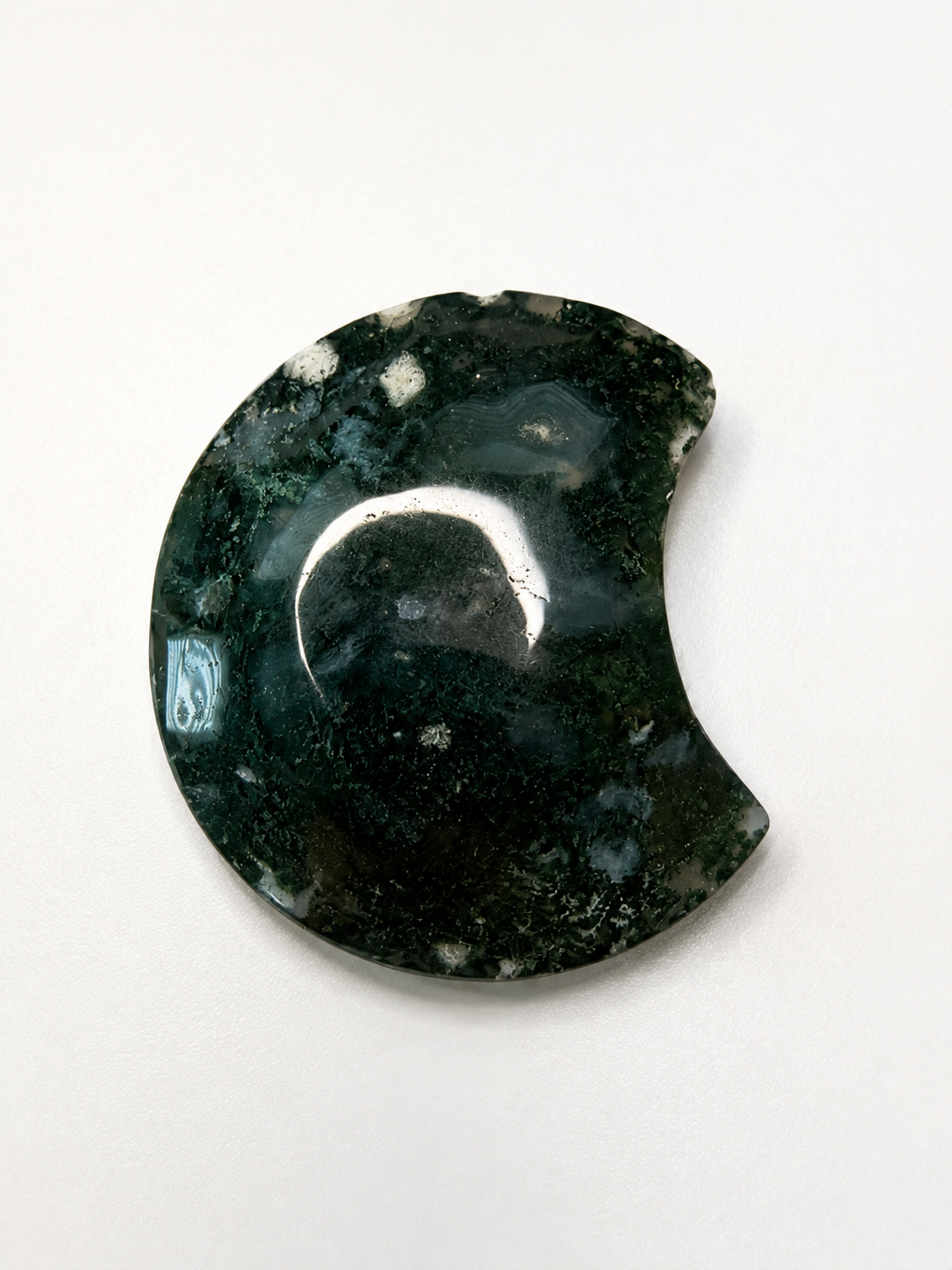 Moss Agate Crescent Moon