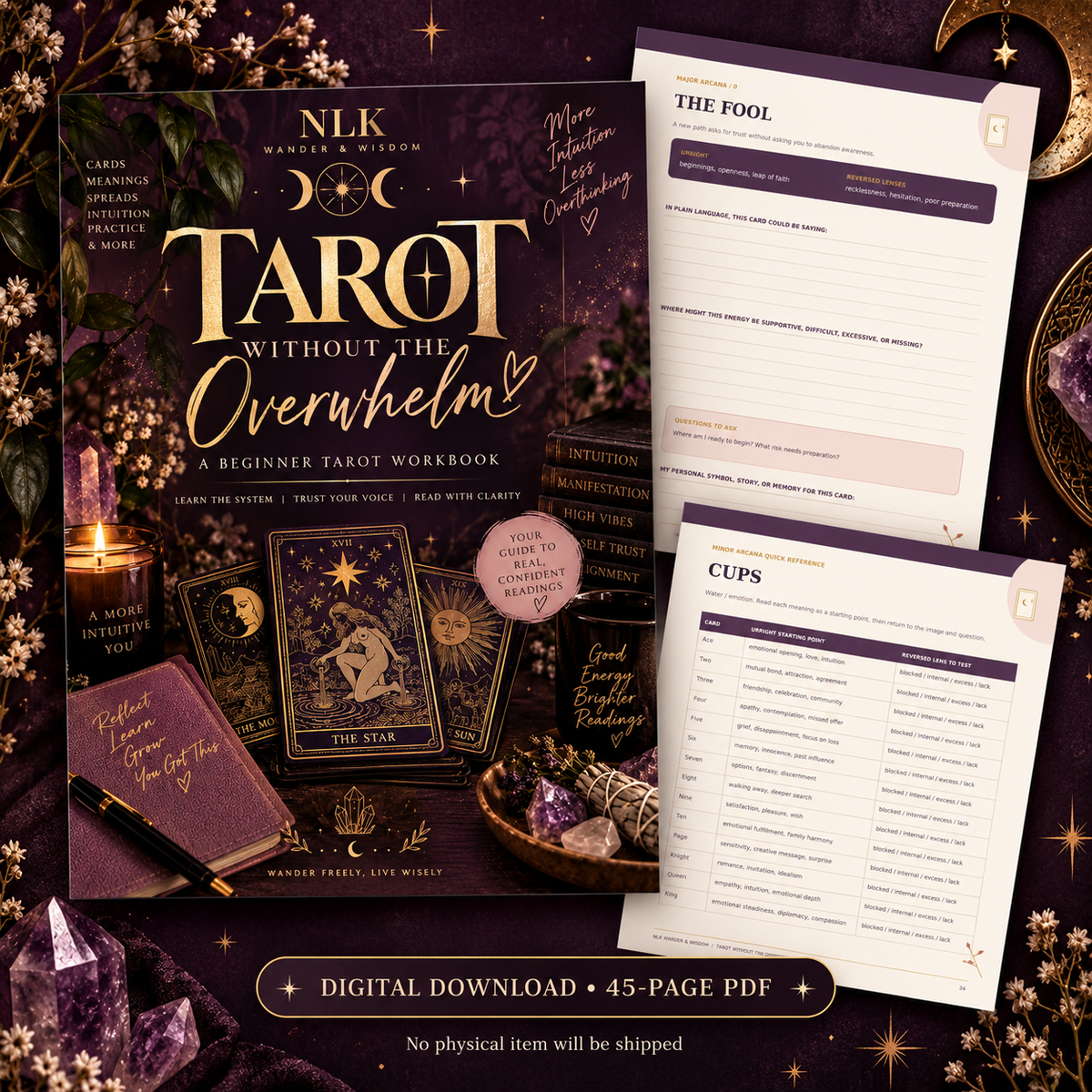 Tarot Without the Overwhelm Beginner Work Book
