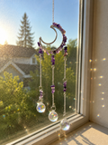 Hand Made Amethyst Crescent Moon Sun Catcher