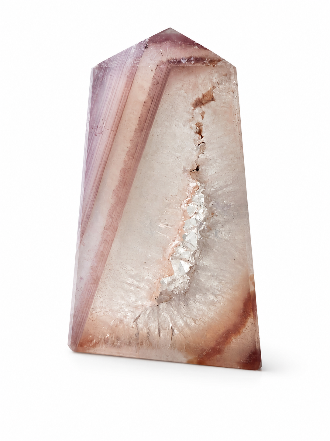 Pink Jelly Agate Druzy Tower