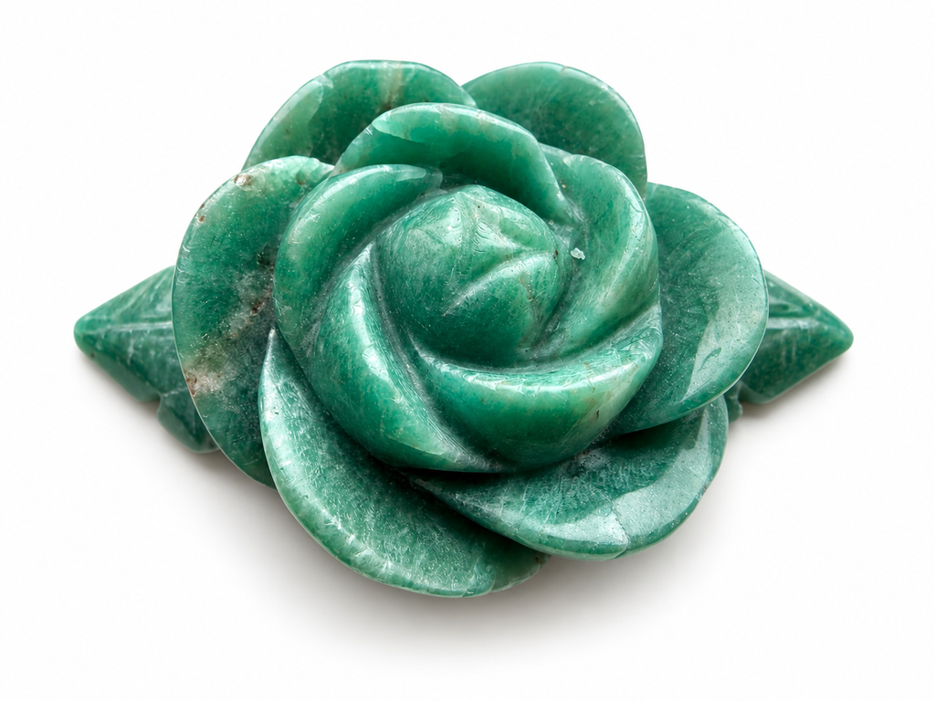 Green Aventurine Rose Carving