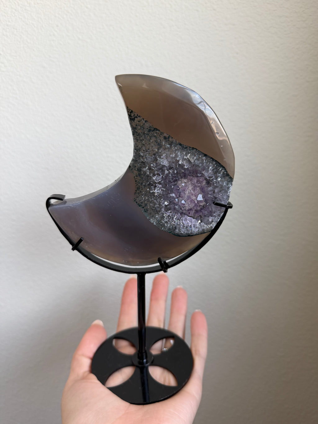 Druzy Crescent Moon Amethyst Agate