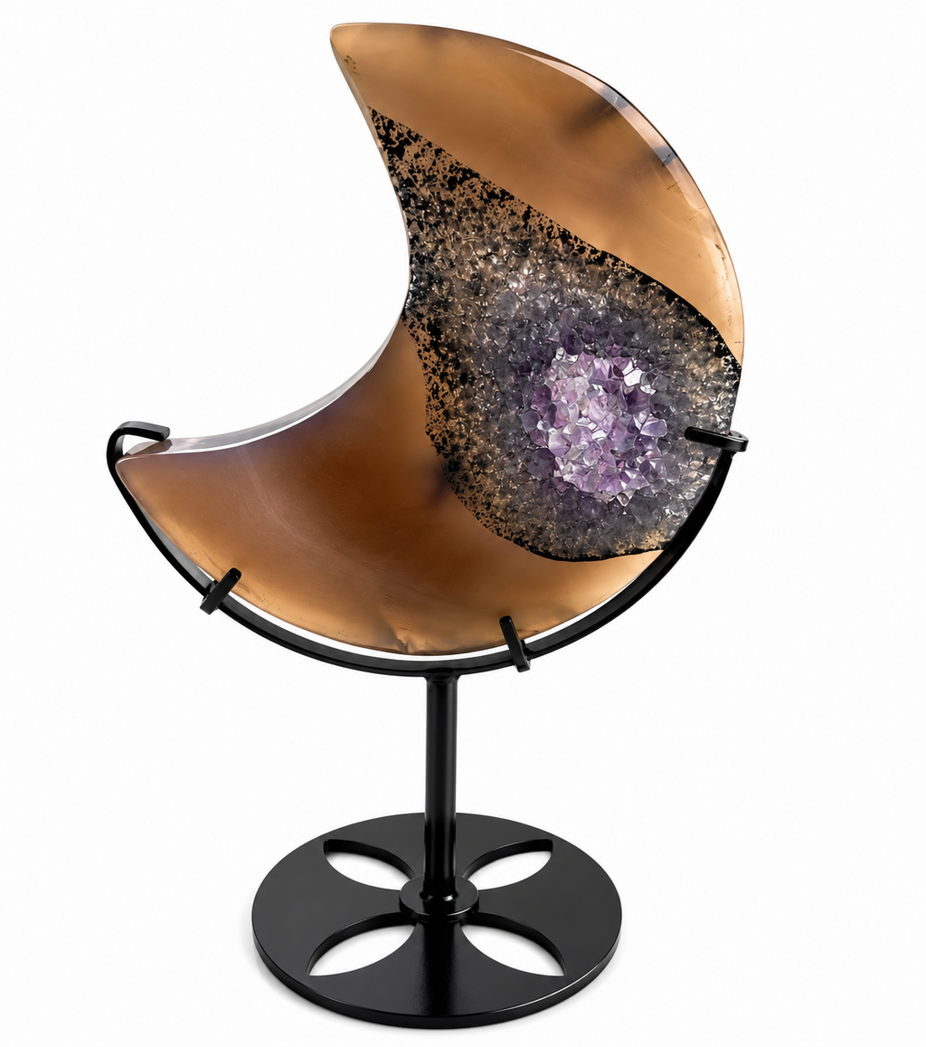 Druzy Crescent Moon Amethyst Agate