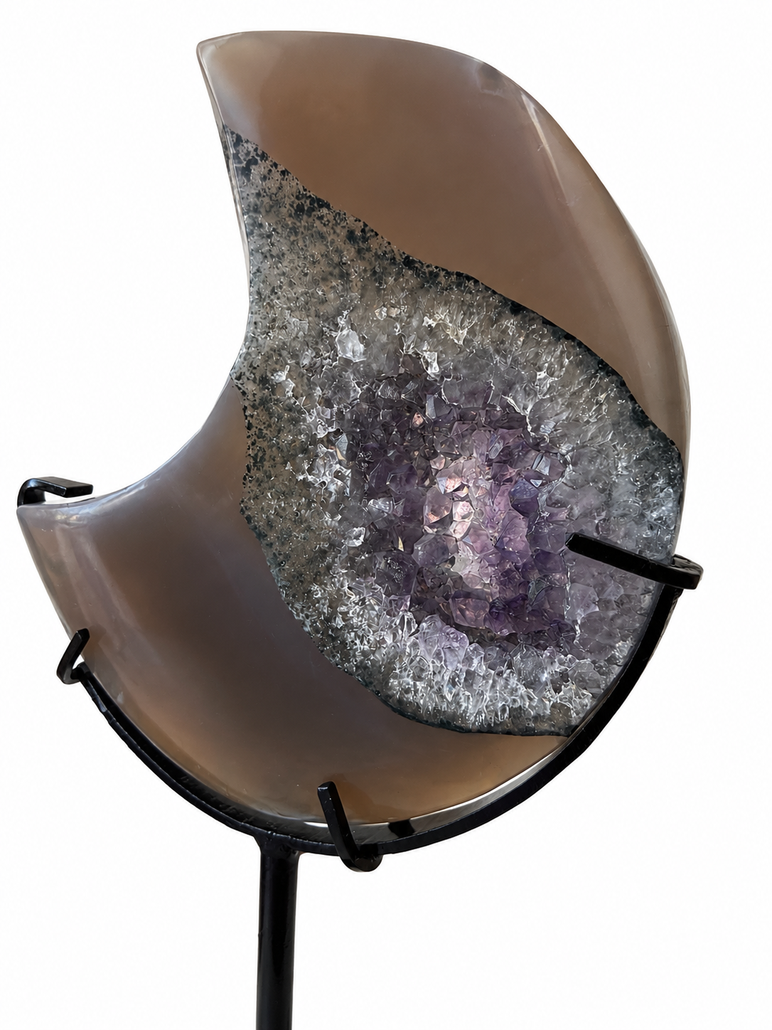 Druzy Crescent Moon Amethyst Agate