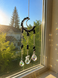 Hand Made Black Obsidian Crescent Moon Sun Catcher