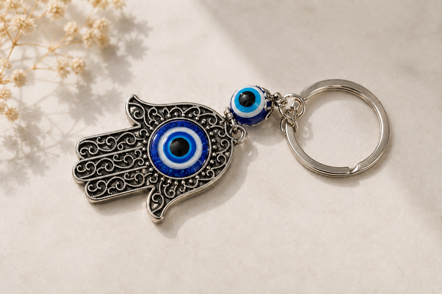 Hamsa Evil Eye Protection Keychain