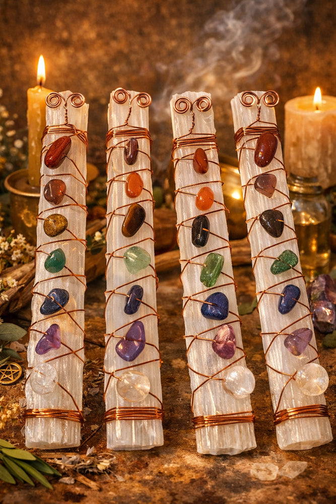 Chakra Selenite Energy Wand