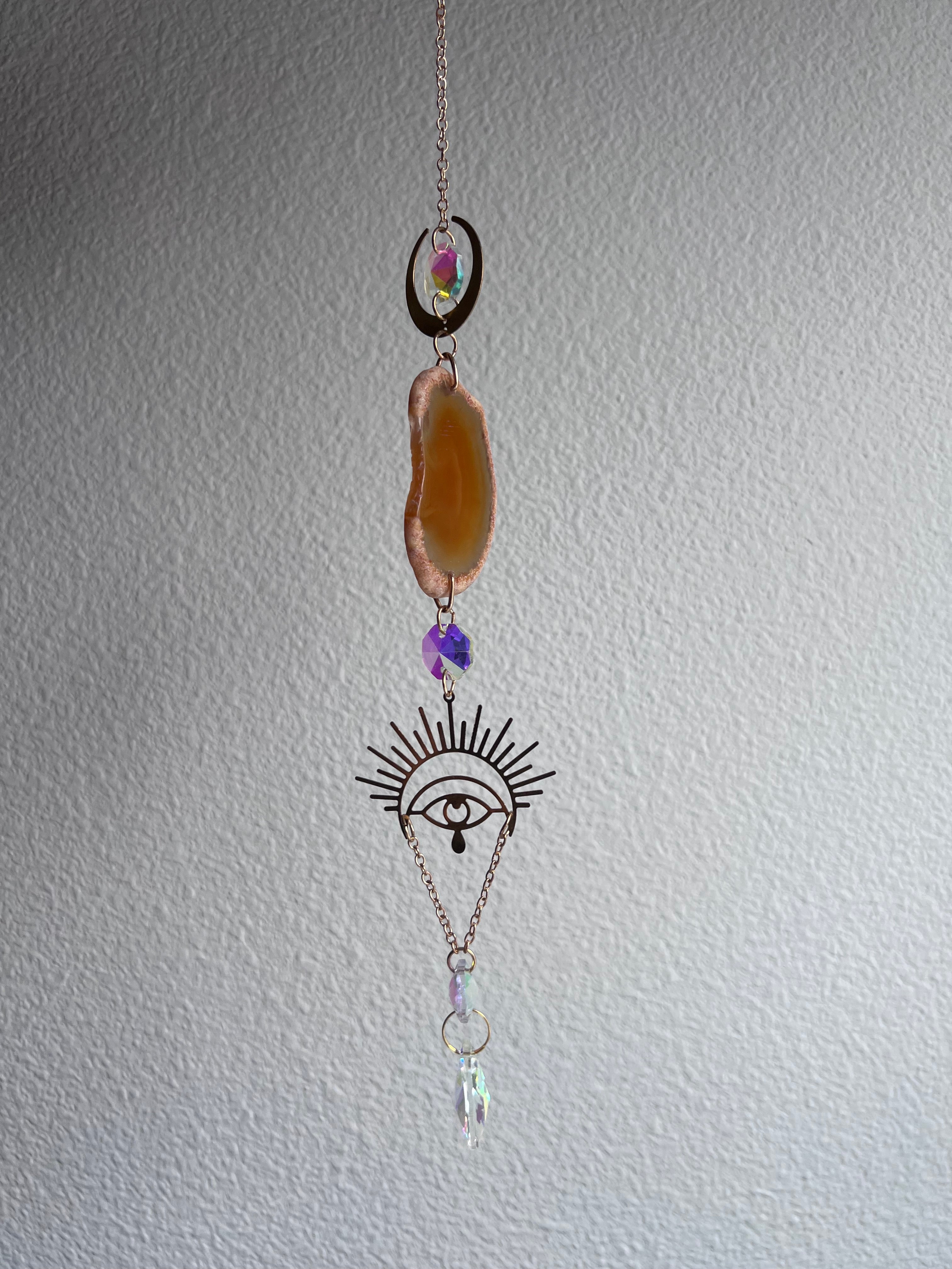 Evil Eye Orange Agate Sun Catcher