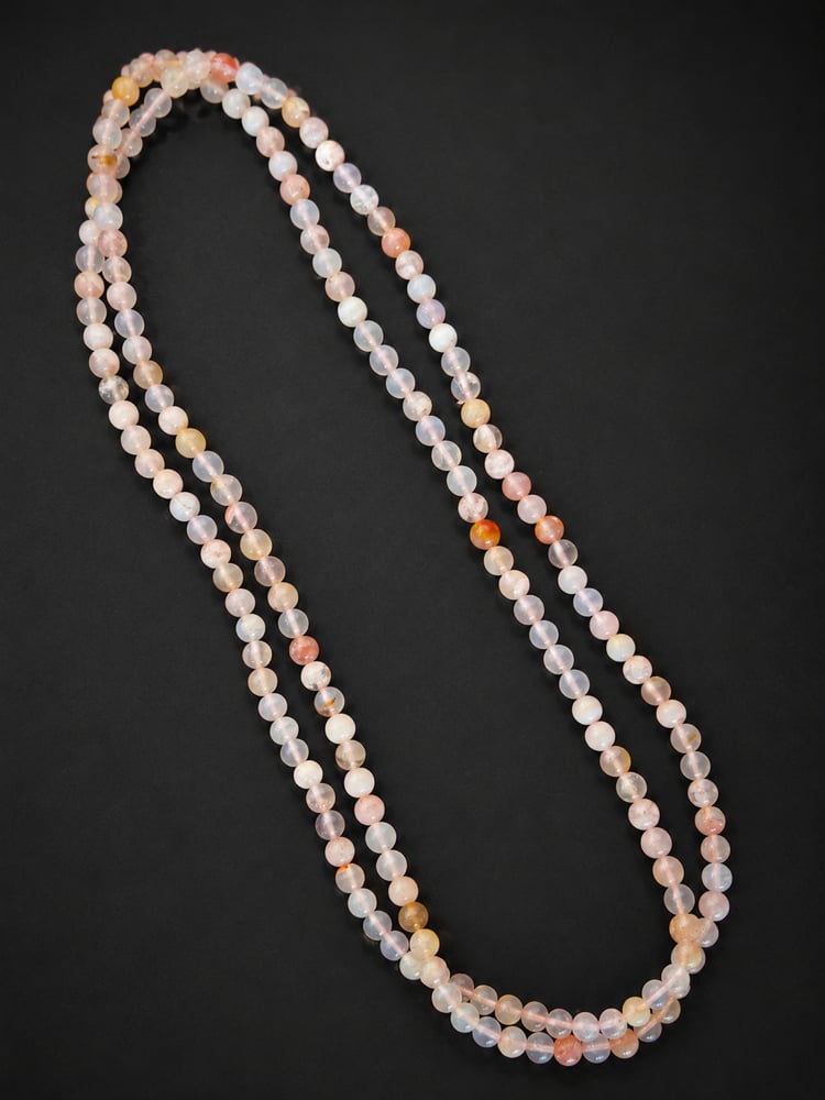 Pink Flower Agate Wrap Bracelet & Necklace