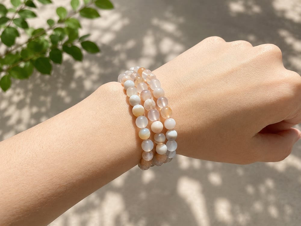 Pink Flower Agate Wrap Bracelet & Necklace