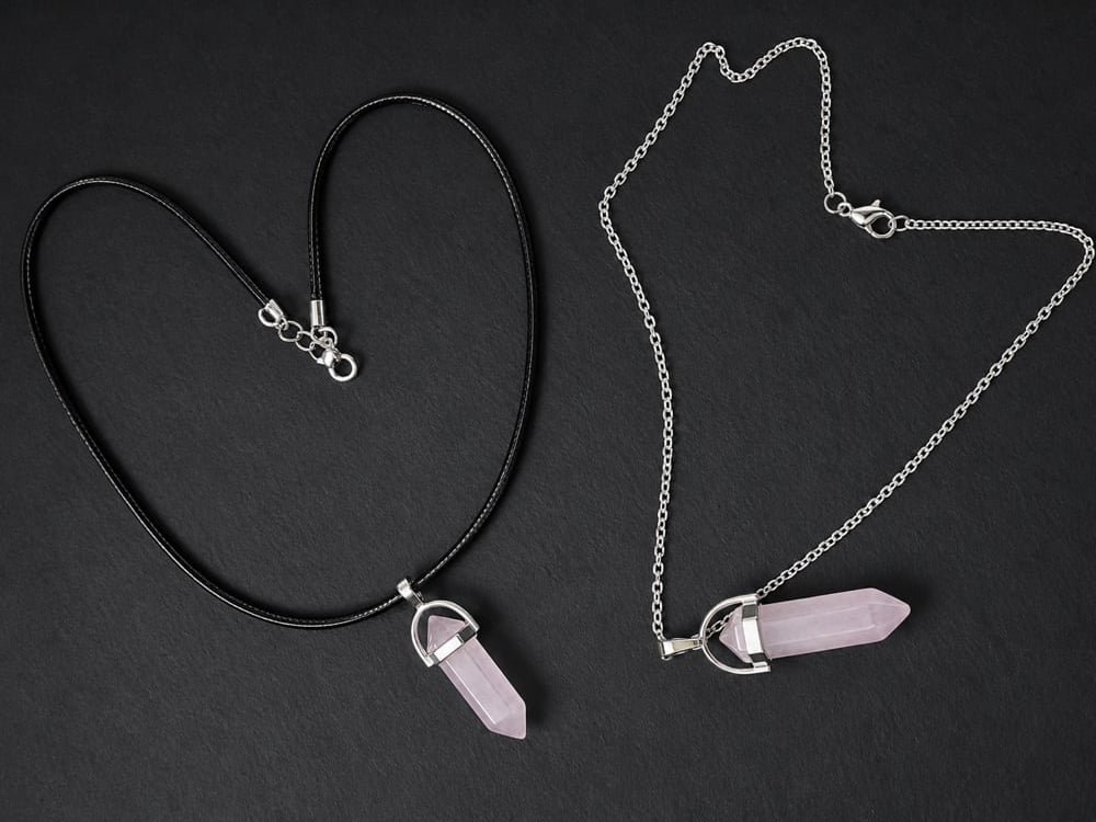 Rose Quartz Point Pendant Necklace