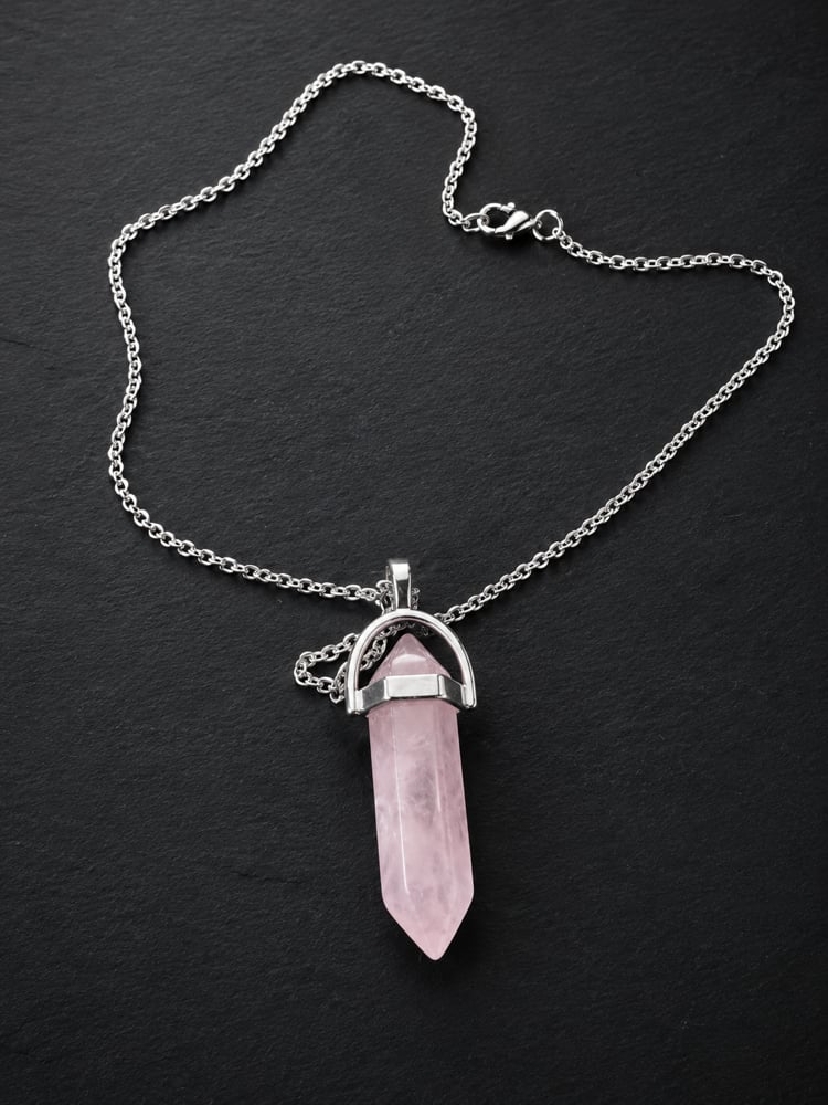Rose Quartz Point Pendant Necklace