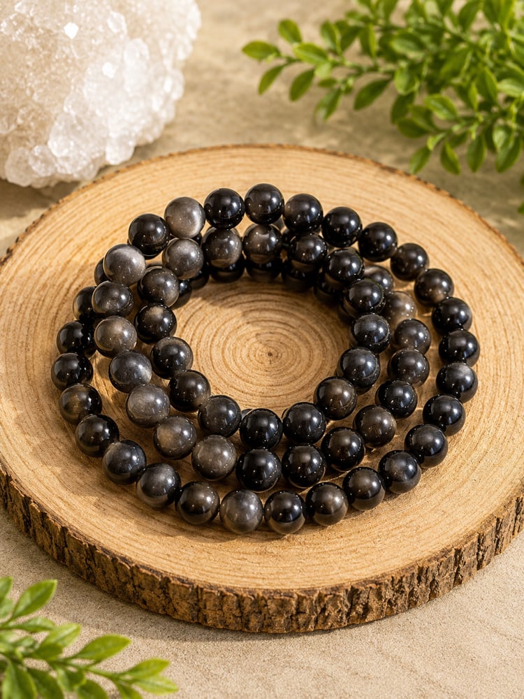 Silver Sheen Obsidian 8mm Bracelet