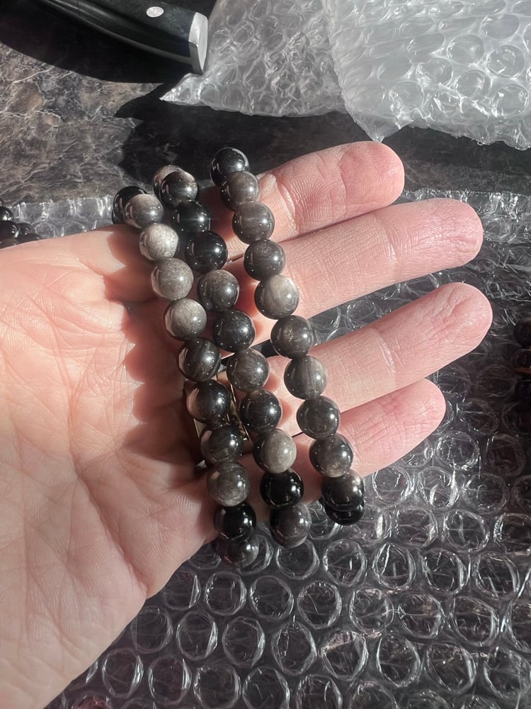 Silver Sheen Obsidian 8mm Bracelet